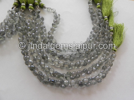 Green Apetite Quartz Faceted Onion Shape Beads